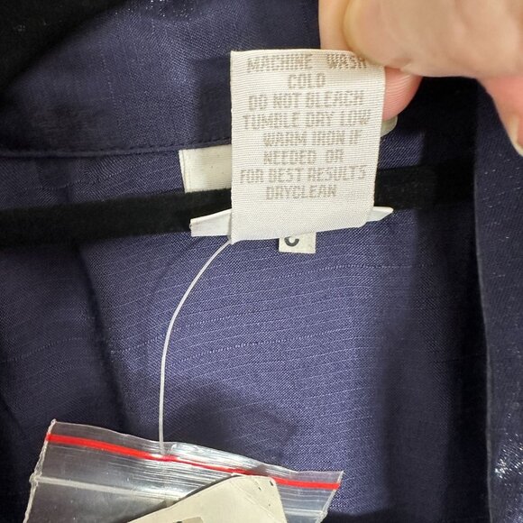 Cato Plus Blue Shimmer Blouse NWT Long Sleeve Button Up Shoulder Pads Retro Glam - Picture 8 of 9